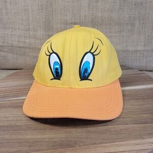 Vintage 1998 Warner Bros Tweety Bird‎ Snapback Hat Yellow Orange Made in USA Cap